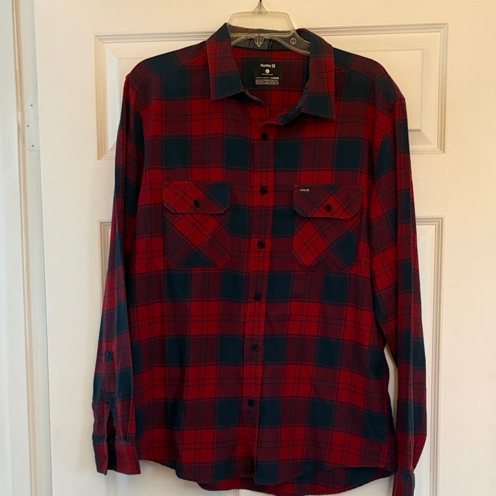 Red and Blue Plaid Men's Shirt